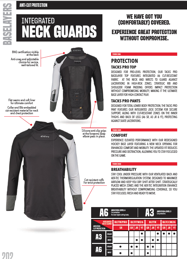 Unterwäsche CCM Tacks PRO Neck Guard LS Shirt SR